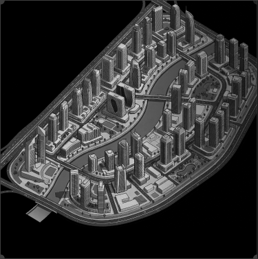 Isometric render of the Business Bay district
