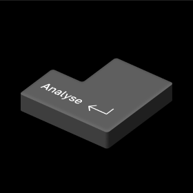 Isometric keyboard key labelled Analyse